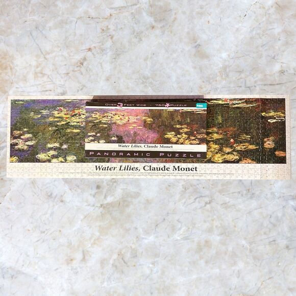 Water Lilies Claude Monet 3' Wide Panoramic Puzzle 750 Pieces Buffalo - Complete - Picture 3 of 8